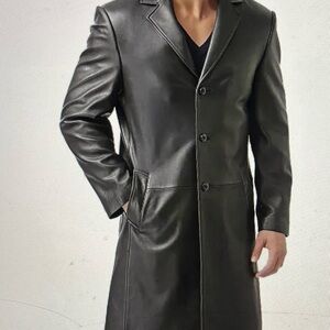 🆕 Edwin Black Leather Trench Coat🧥